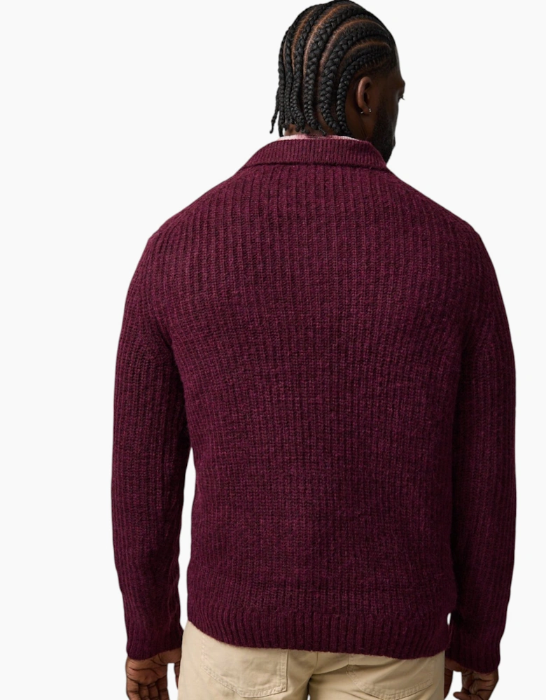 Mens Sweat Wool Blend Long Sleeve Polo Regular Fit Jumper Chunky Knitted Sweater