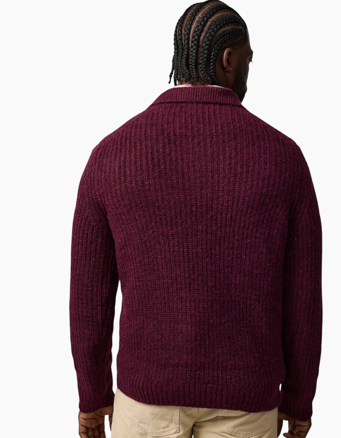 Mens Sweat Wool Blend Long Sleeve Polo Regular Fit Jumper Chunky Knitted Sweater