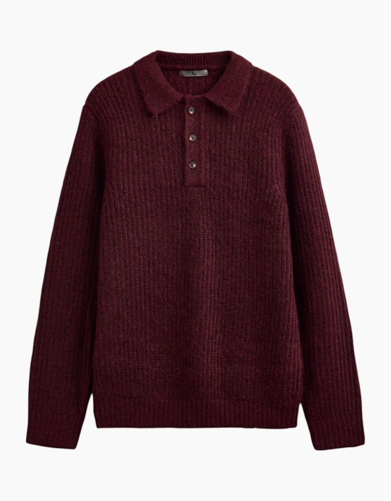 Mens Sweat Wool Blend Long Sleeve Polo Regular Fit Jumper Chunky Knitted Sweater