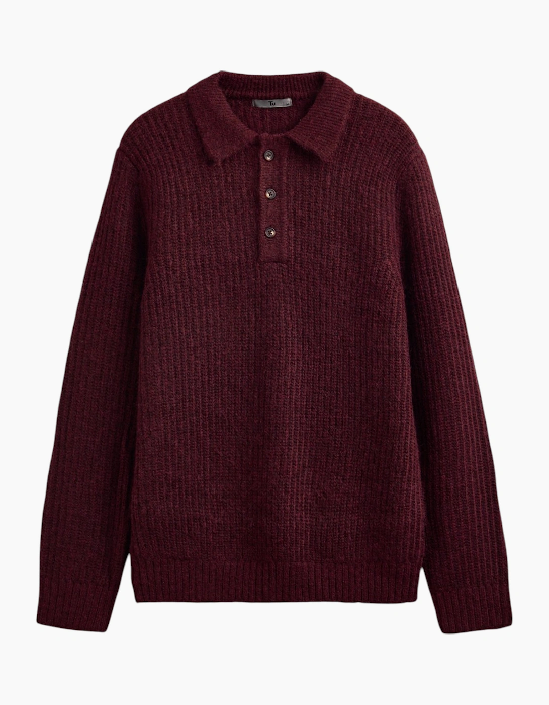 Mens Sweat Wool Blend Long Sleeve Polo Regular Fit Jumper Chunky Knitted Sweater