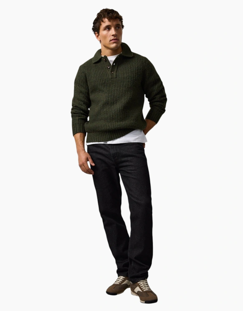 Mens Sweat Wool Blend Long Sleeve Polo Regular Fit Jumper Chunky Knitted Sweater