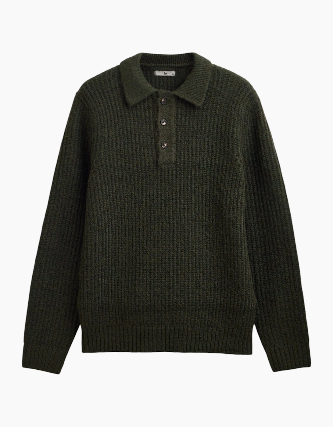 Mens Sweat Wool Blend Long Sleeve Polo Regular Fit Jumper Chunky Knitted Sweater