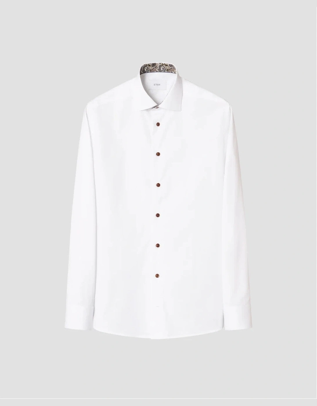 Eton Slim Fit Paisley Trim Twill Shirt 00 White