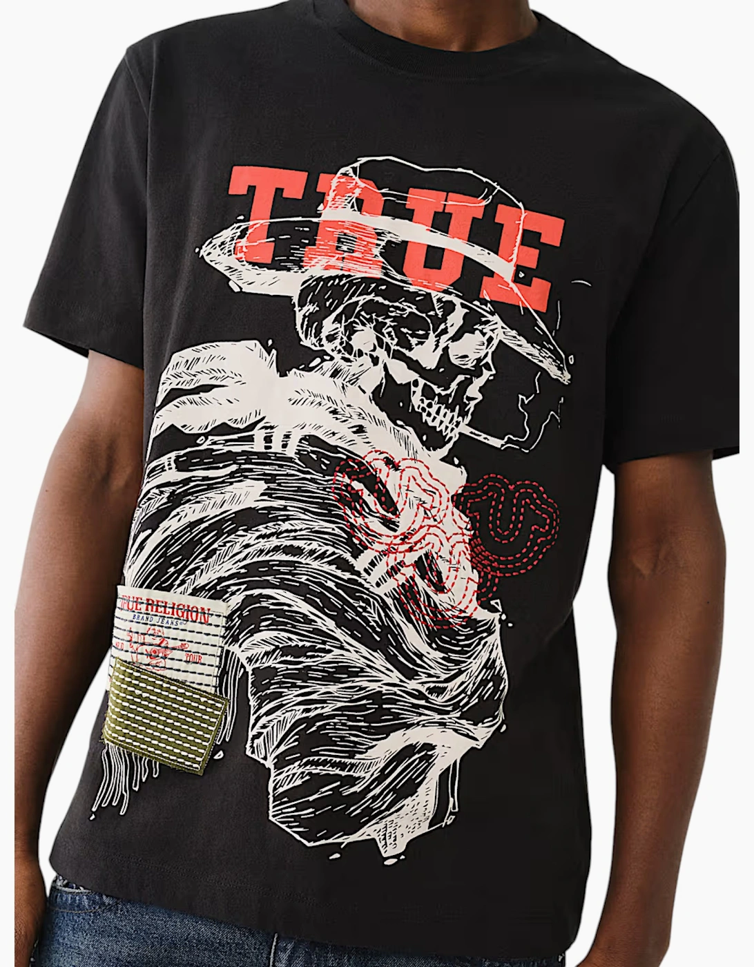 True Religion Mens Oversized T Shirts Drop Shoulder Tee