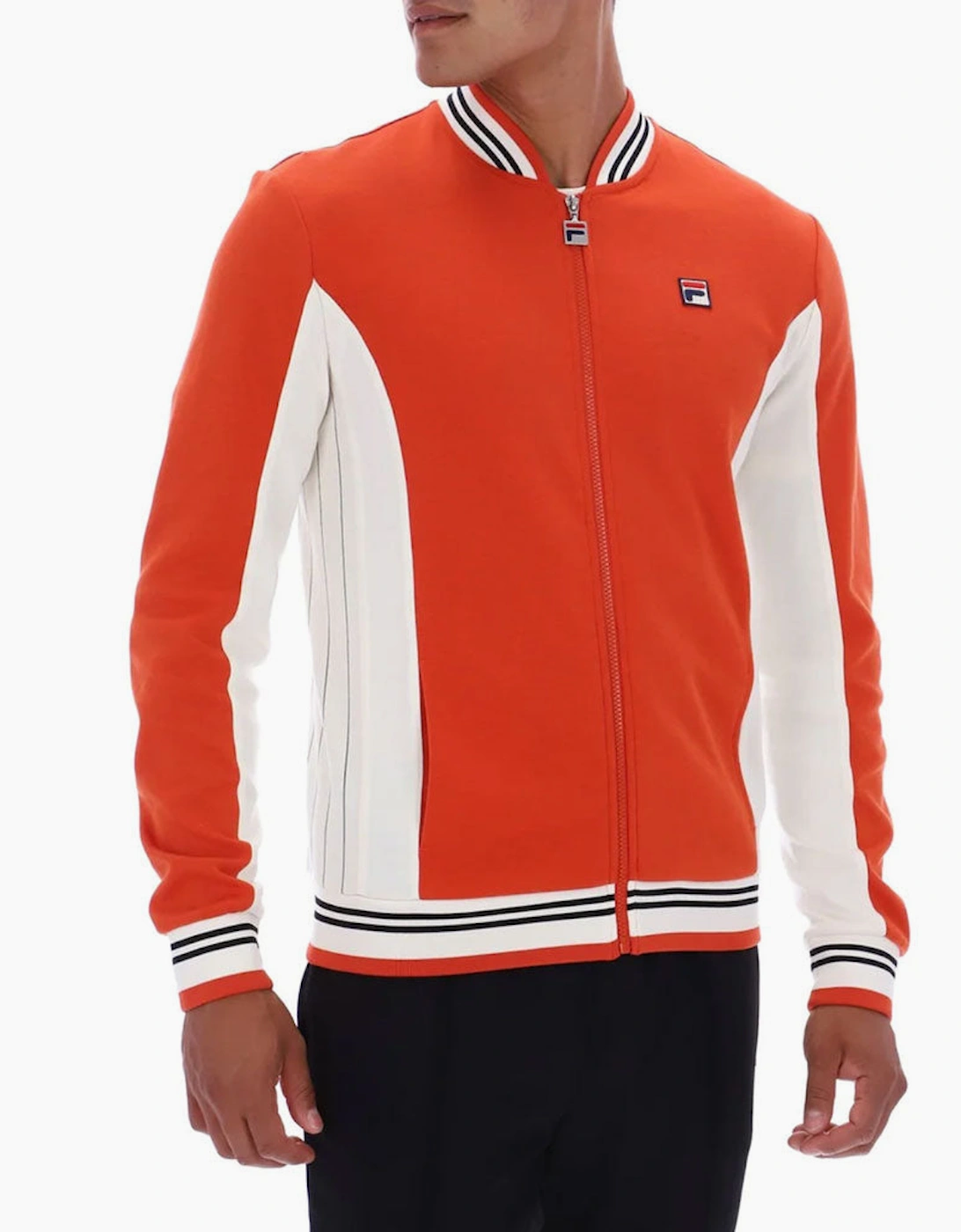 Fila Vintage Settanta Baseball Track Jacket - Burnt Ochre Orange /Gardenia/Black