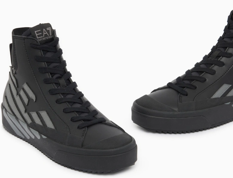 Eagle Logo Black High Top Boot Sneaker