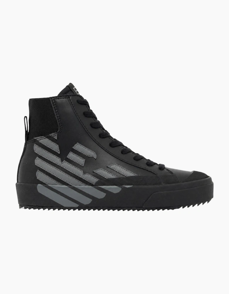 Eagle Logo Black High Top Boot Sneaker