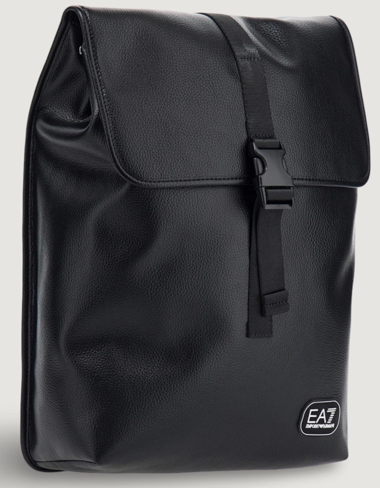 Rubberised Logo Black Satchel Backpack
