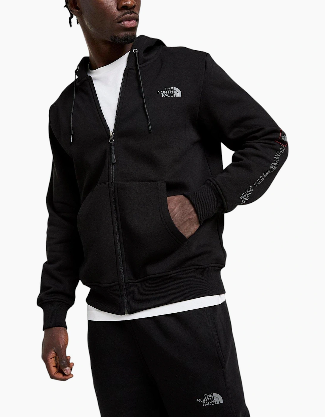 The North Face Mens Tracksuit Outline Full Zipped Hoodie Fleece Jogger Sportswear Black