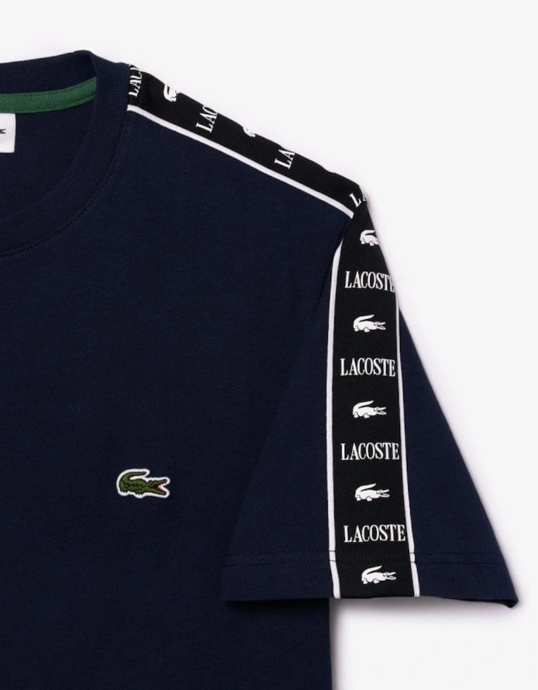 Lacoste Men's Navy T-shirt With Stripe Logo