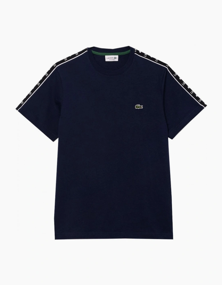 Lacoste Men's Navy T-shirt With Stripe Logo