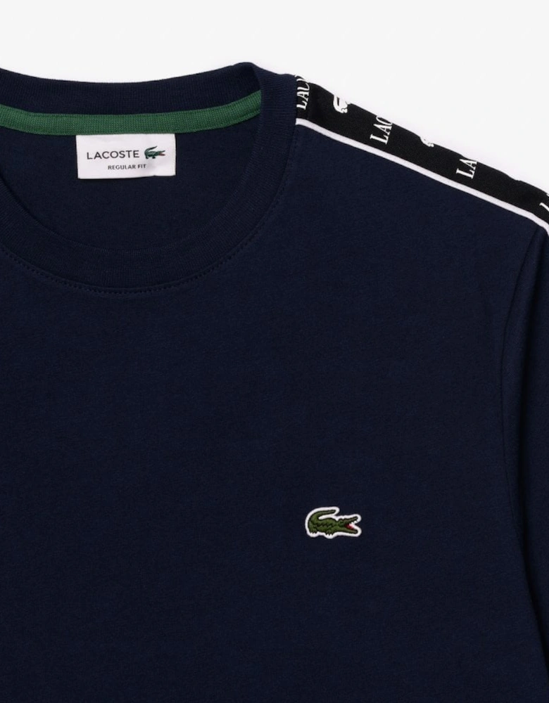 Lacoste Men's Navy T-shirt With Stripe Logo