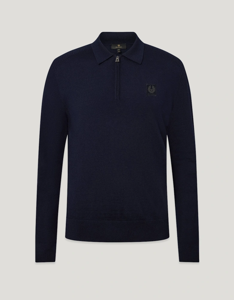 Belstaff Mens Colden Knitted Polo Jumper - Dark Ink