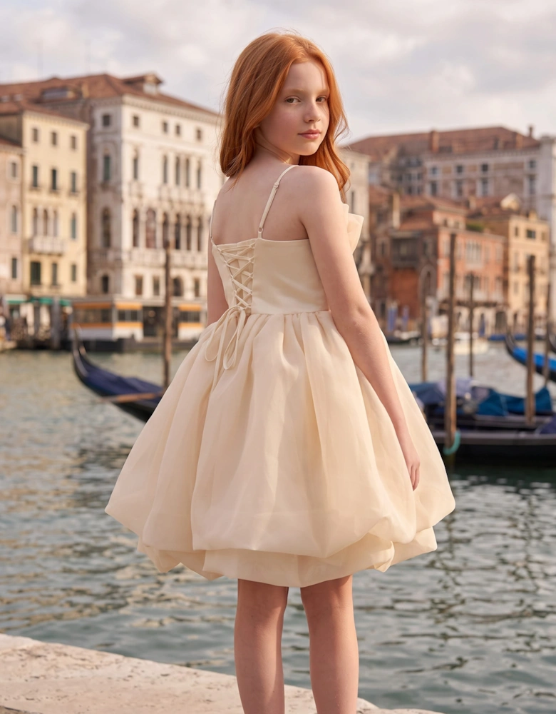 DRESS & Fleur Girls Tulle Dress in Beige