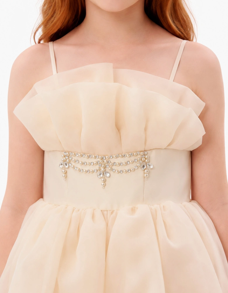 DRESS & Fleur Girls Tulle Dress in Beige