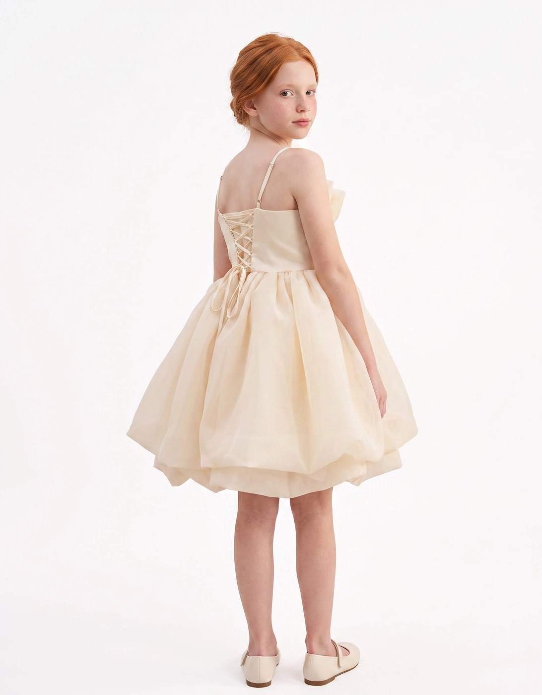 DRESS & Fleur Girls Tulle Dress in Beige