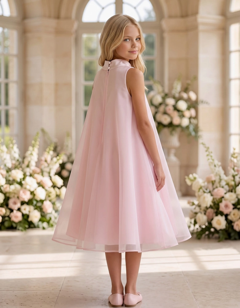DRESS & Fleur Girls Sleeveless Chiffon Butterfly Dress in Pink