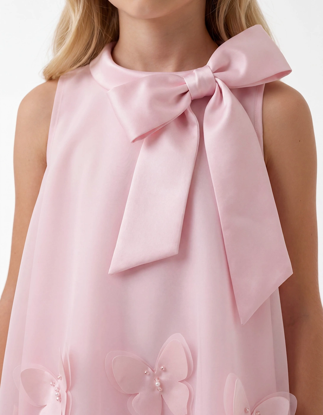 DRESS & Fleur Girls Sleeveless Chiffon Butterfly Dress in Pink