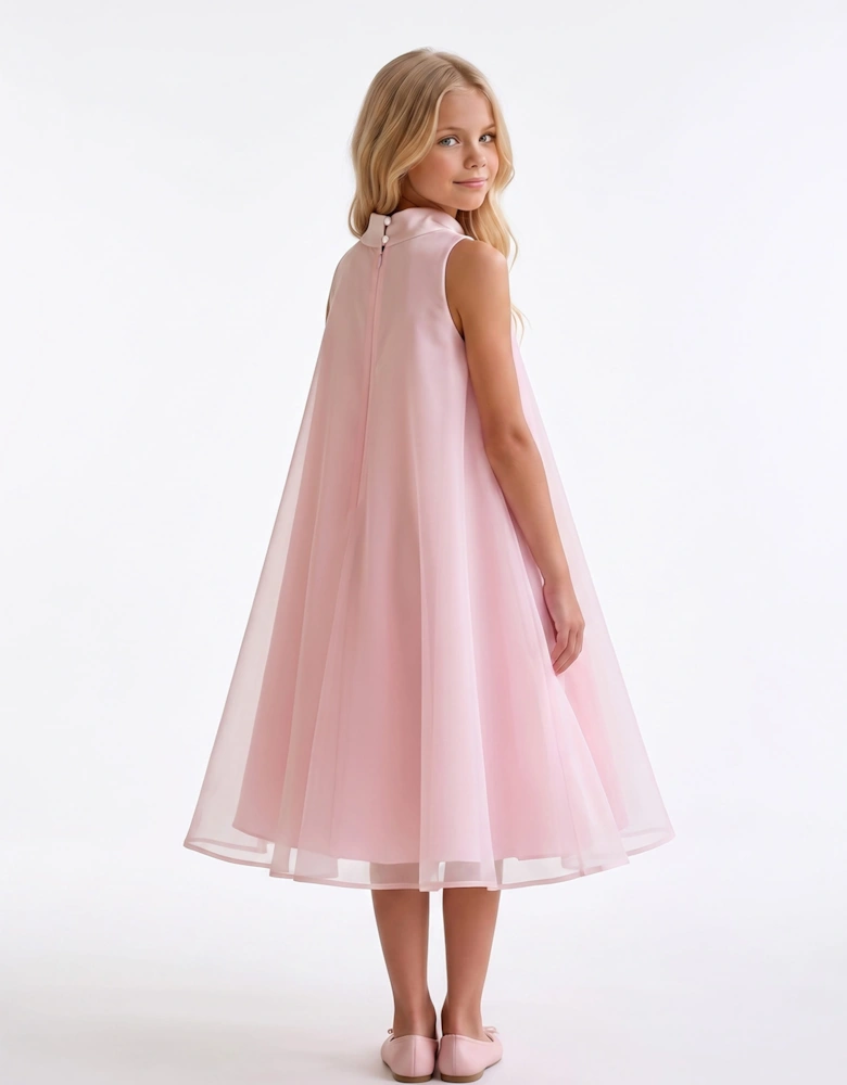 DRESS & Fleur Girls Sleeveless Chiffon Butterfly Dress in Pink