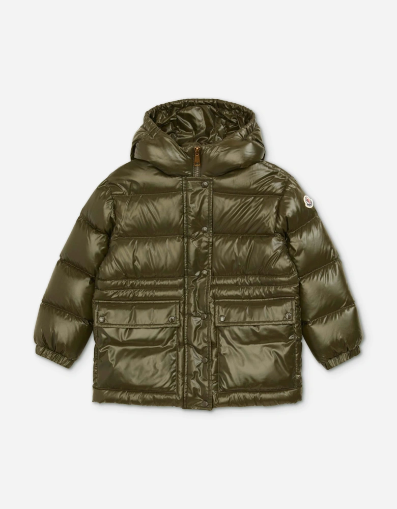 Moncler Enfant Girls Down Padded Sesie Jacket in Green