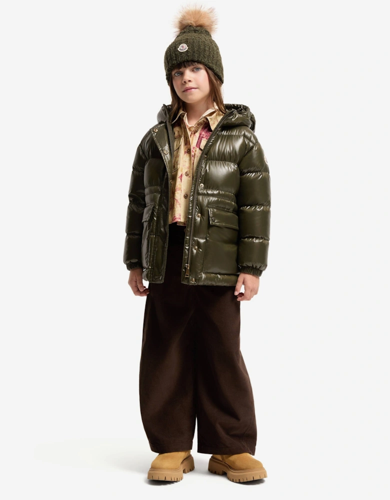 Moncler Enfant Girls Down Padded Sesie Jacket in Green