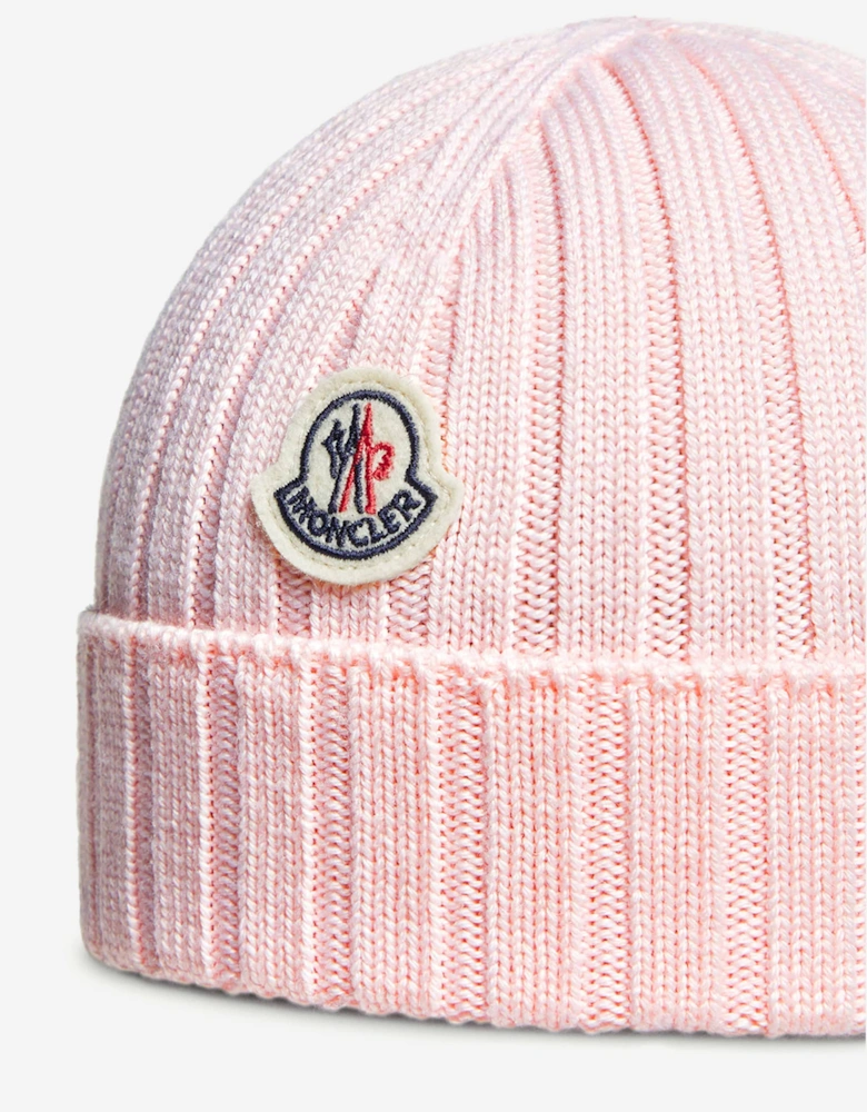 Moncler Enfant Baby Girls Wool Logo Beanie Hat in Pink