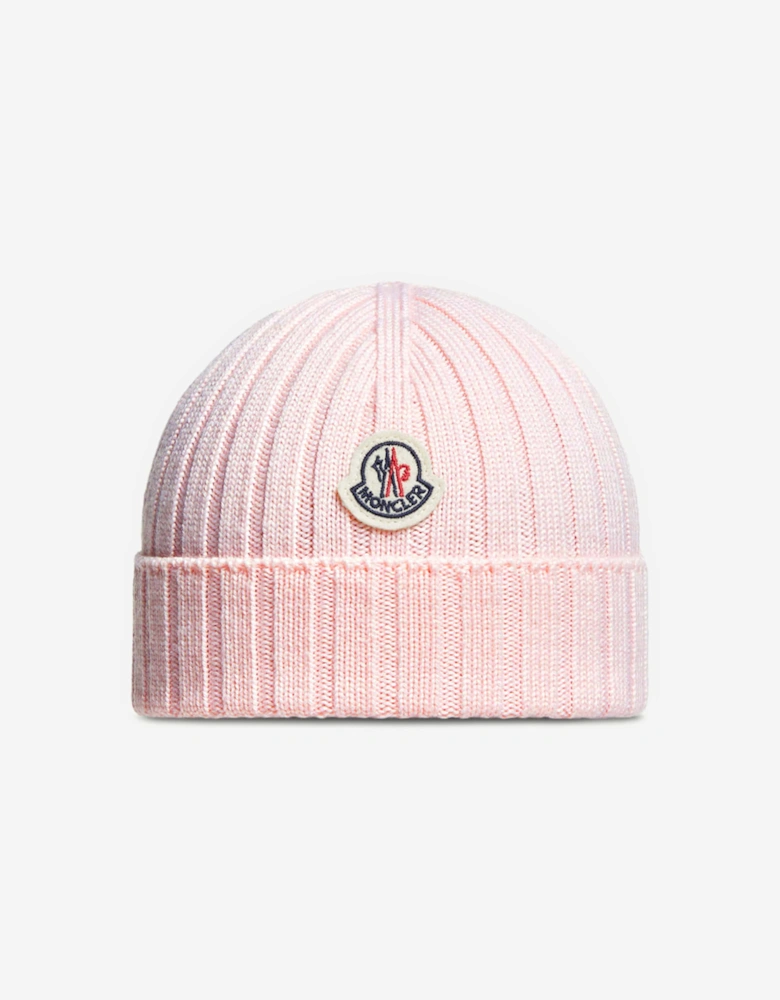 Moncler Enfant Baby Girls Wool Logo Beanie Hat in Pink