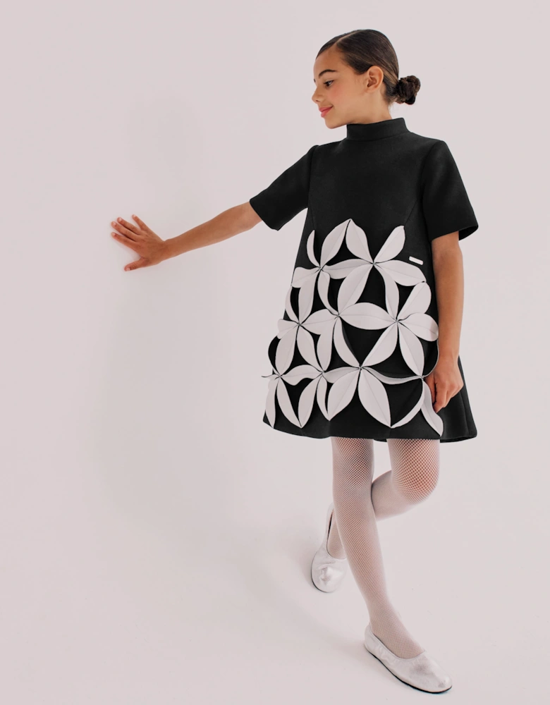 Jessie And James Girls Petal Song Dress in Black