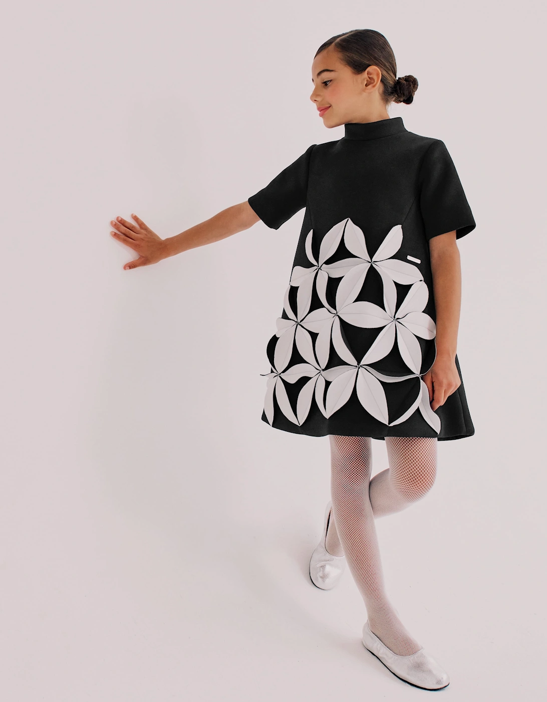 Jessie And James Girls Petal Song Dress in Black