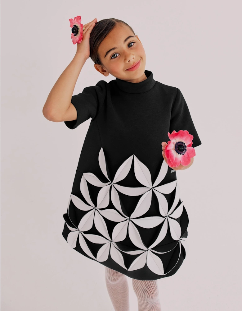 Jessie And James Girls Petal Song Dress in Black