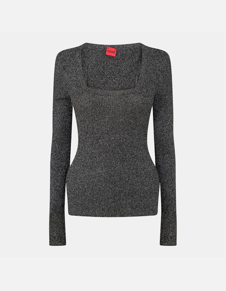 Sunessy Slim Fit Square Neck Long Sleeve Sweater