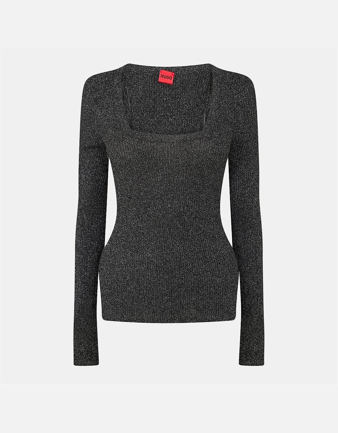 Sunessy Slim Fit Square Neck Long Sleeve Sweater