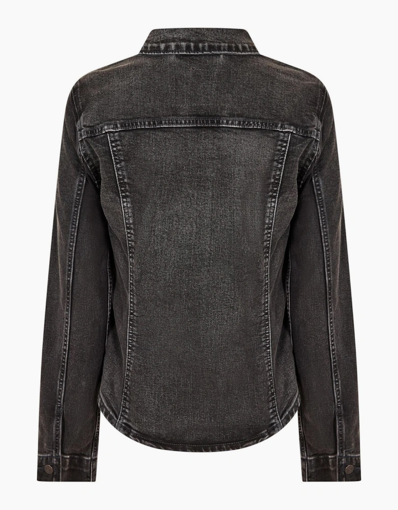 Tailored Dark Wash Woven Cuff Denim Jacket