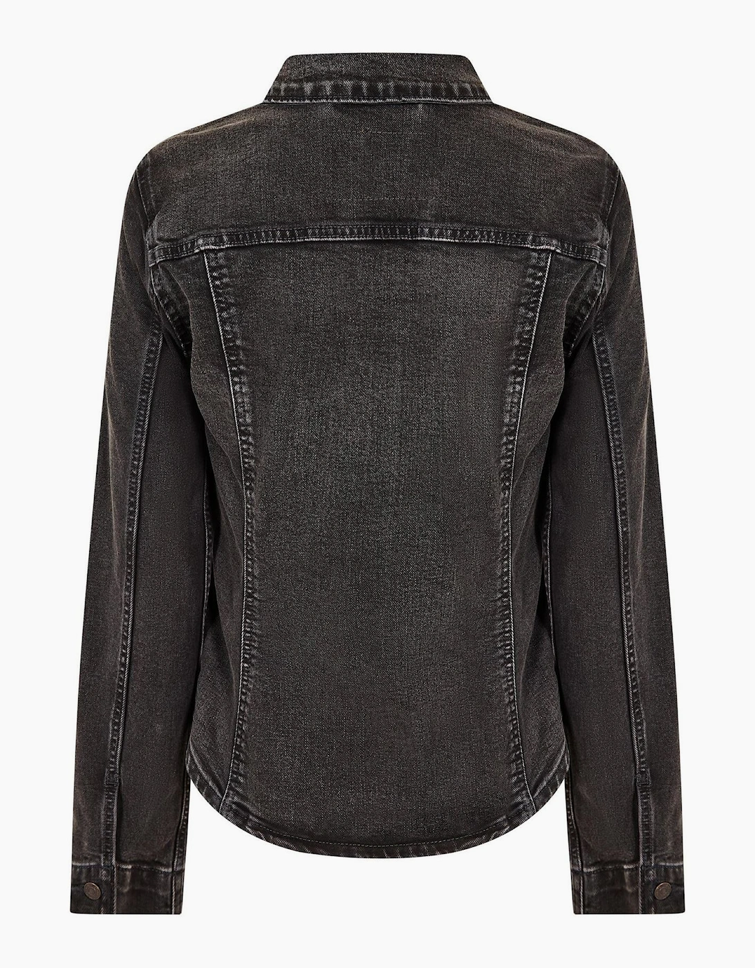 Tailored Dark Wash Woven Cuff Denim Jacket