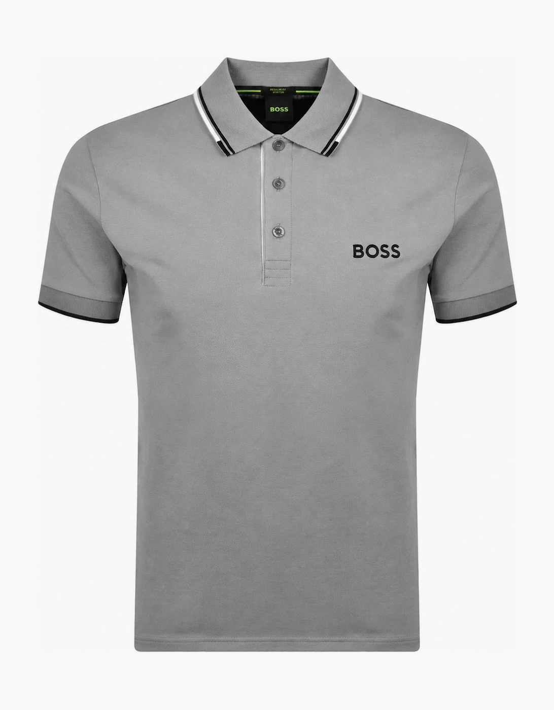 BOSS Paddy Pro Polo Shirt Medium Grey/Black/White