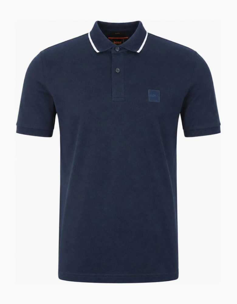 BOSS Slim Fit Passertip Polo Shirt Navy Blue/White