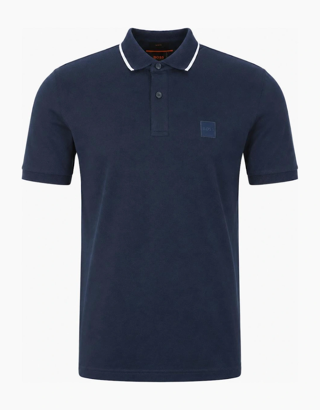BOSS Slim Fit Passertip Polo Shirt Navy Blue/White