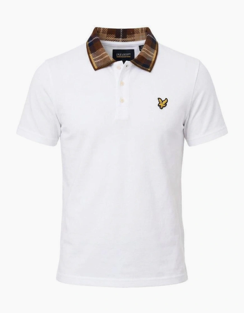 Lyle & Scott Tartan Collar Polo Shirt White/Brown