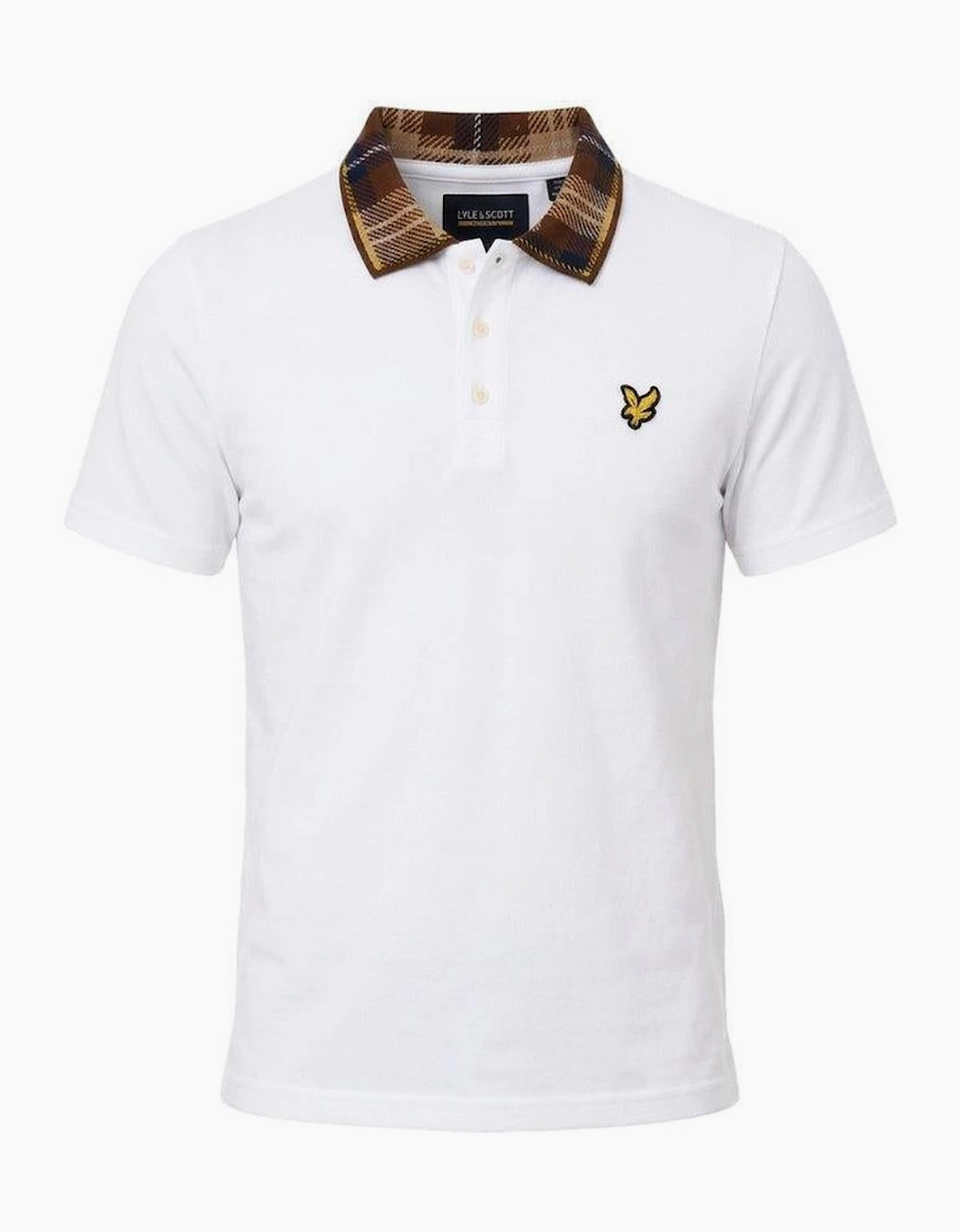 Lyle & Scott Tartan Collar Polo Shirt White/Brown