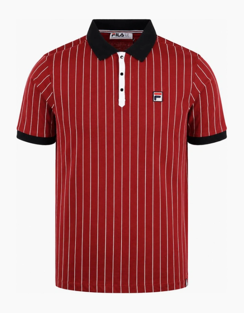 Fila BB1 Classic Striped Polo Shirt Sun Dried Tomato/Black/White