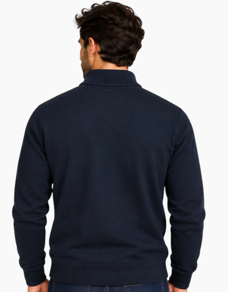 Mens Quarter Zip Sweatshirt Long Sleeve Slim Fit Premium Textured Cotton Jumper