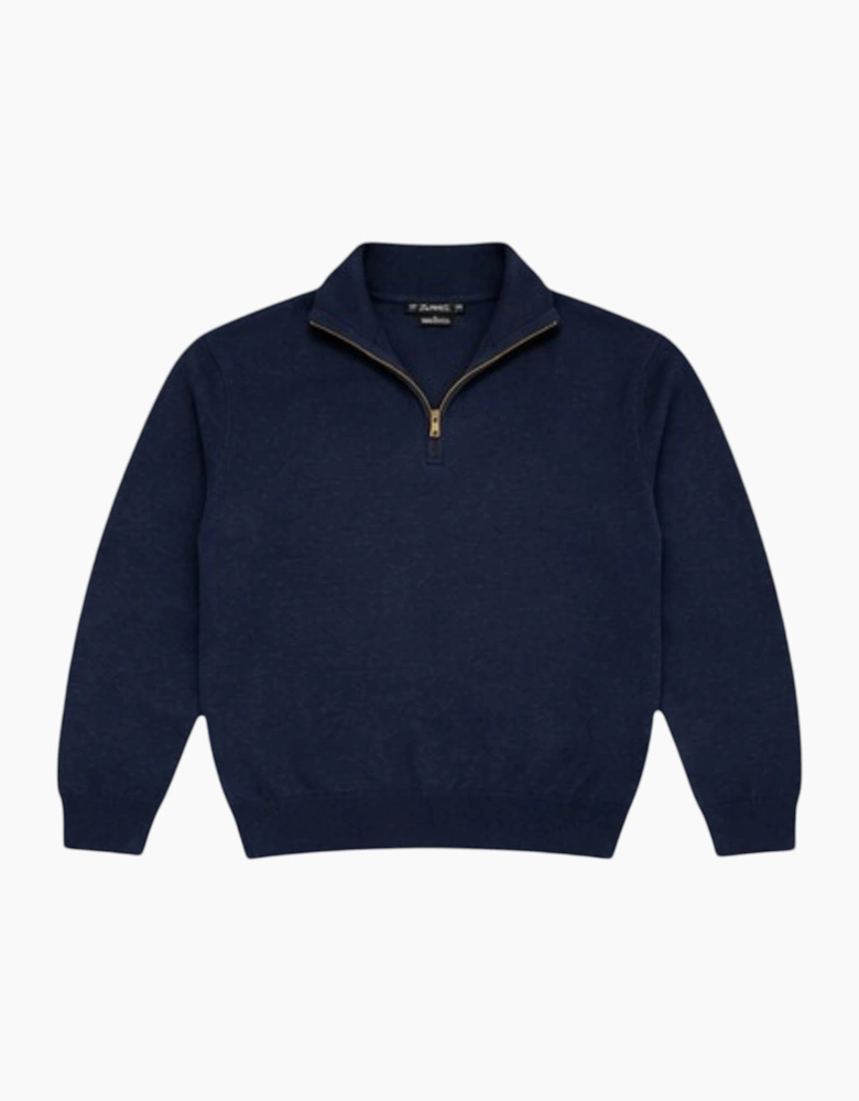 Mens Quarter Zip Sweatshirt Long Sleeve Slim Fit Premium Textured Cotton Jumper