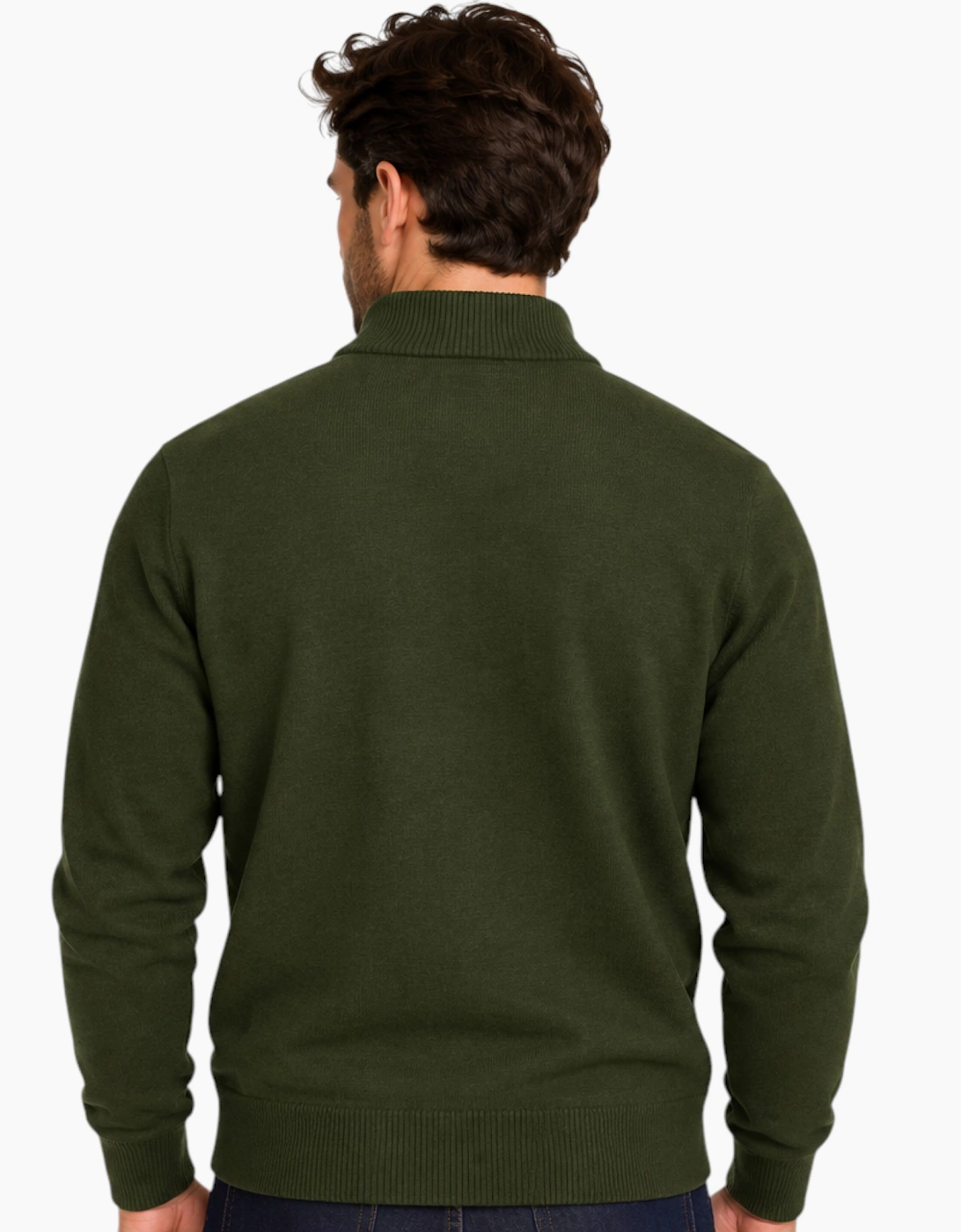 Mens Quarter Zip Sweatshirt Long Sleeve Slim Fit Premium Textured Cotton Jumper