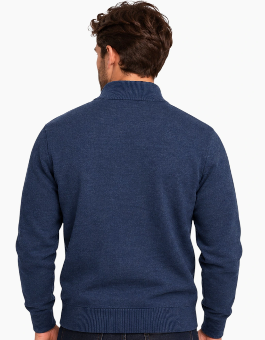 Mens Quarter Zip Sweatshirt Long Sleeve Slim Fit Premium Textured Cotton Jumper