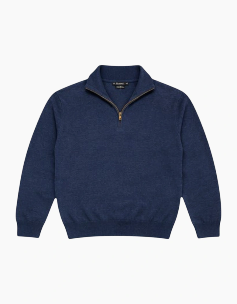 Mens Quarter Zip Sweatshirt Long Sleeve Slim Fit Premium Textured Cotton Jumper