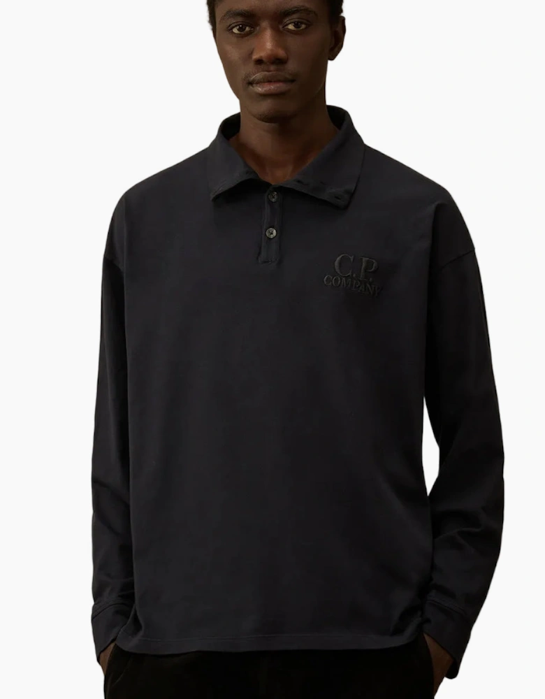 Long Sleeve Embroidered Logo Jersey Polo