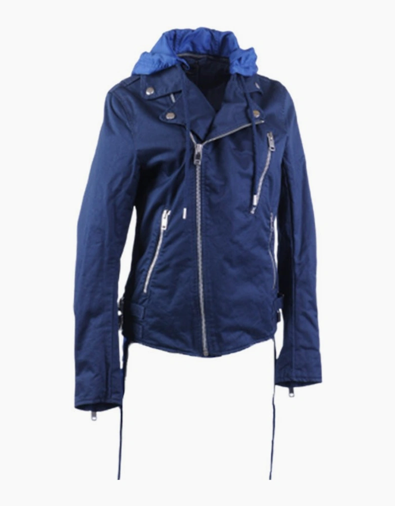 DIESEL J Machine Womens Biker Jacket Removable Hood Winter Casual Cotton Coat