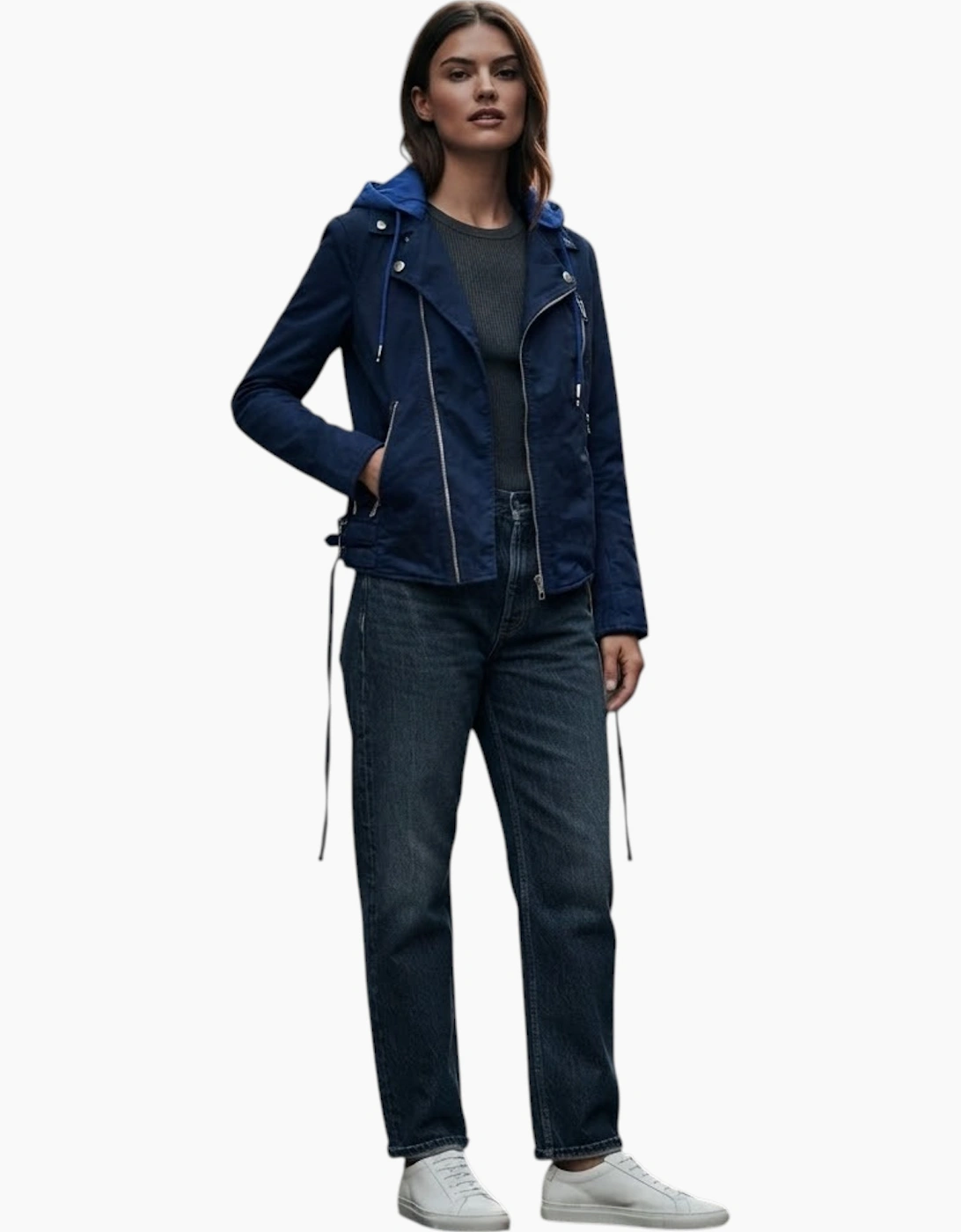 DIESEL J Machine Womens Biker Jacket Removable Hood Winter Casual Cotton Coat