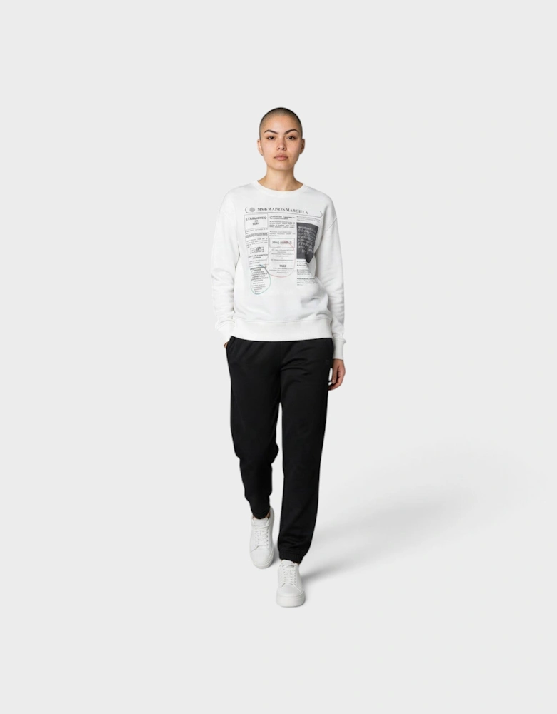 MM6 Newspaper Print Sweatshirt Off White
