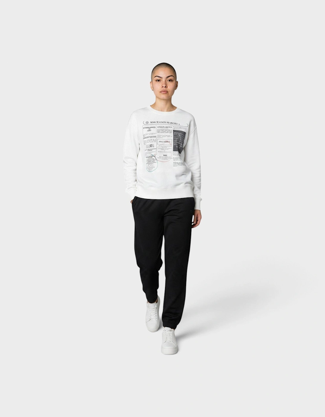 MM6 Newspaper Print Sweatshirt Off White